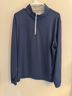 Peter Millar Gray with Navy Trim Pullover